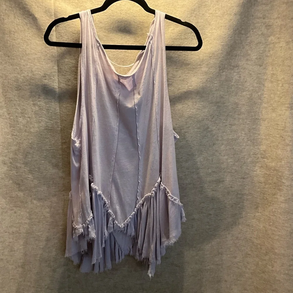Free People Lavender Ruffle Hem Tank Top